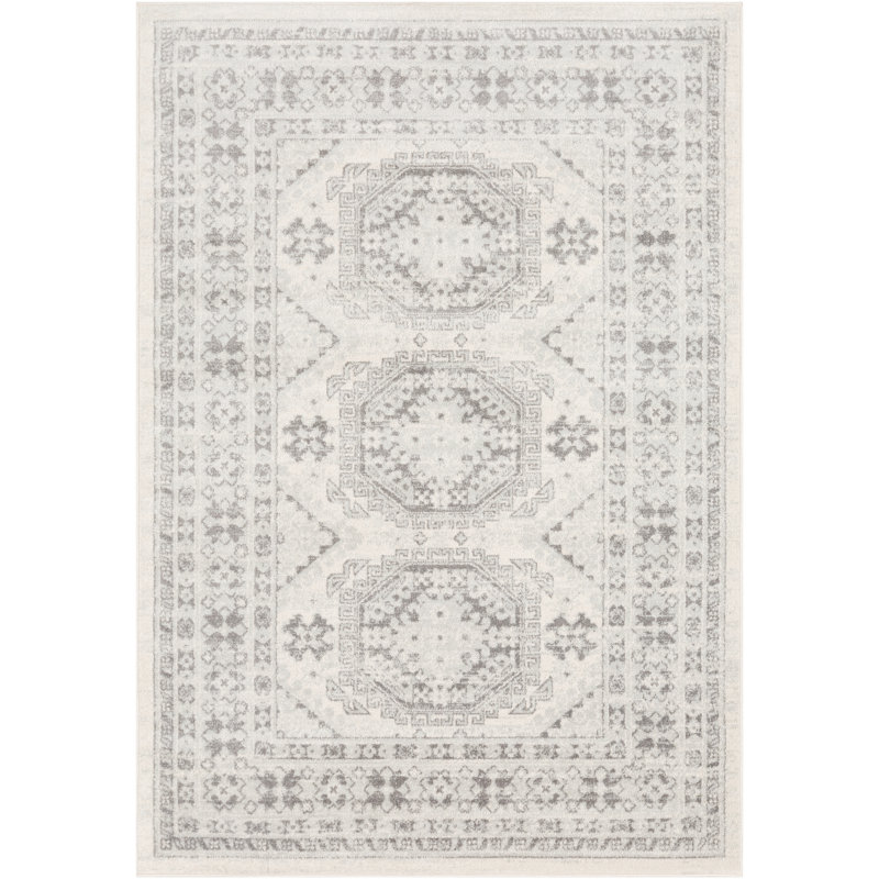 Bungalow Rose Wolbert Distressed GlobalInspired Light Gray Area Rug